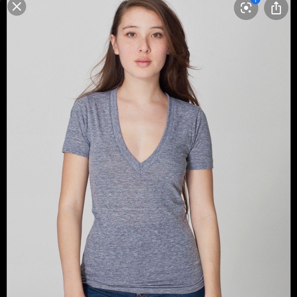 American apparel black deep v neck -XS